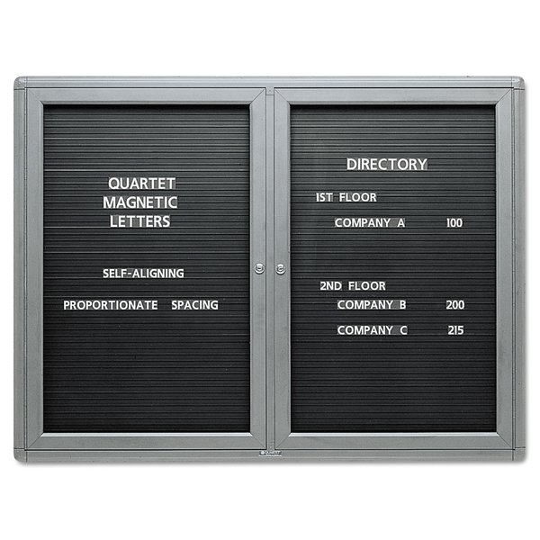 Quartet Enclosed Magnetic Directory, 48 x 36, Black Surface, Graphite Aluminum Frame 2964LM